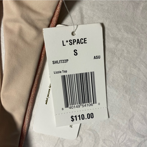 NWT L*Space Sparkly Womens Lizzie Bikini Top Metallic Marble Print Pastel LSpace - Picture 7 of 14